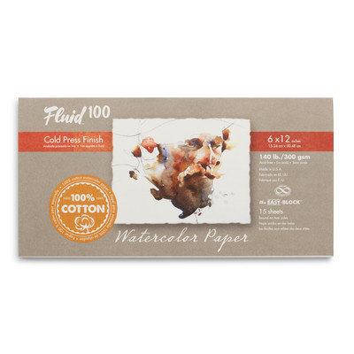Fluid 100 140lb Watercolor Paper Block, Cold Press - 6" x 12"