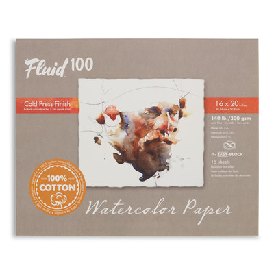 Fluid 100 140lb Watercolor Paper Block, Cold Press - 16" x 20"