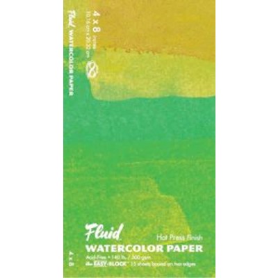 Fluid Watercolor Paper Block, Hot Press - 4" x 8"