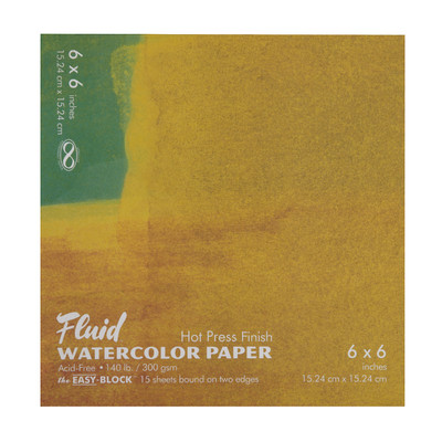 Fluid Watercolor Paper Block, Hot Press - 6" x 6"