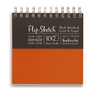 Flip-Sketch Blank Sketchbook, 6" x 6" - Mandarin