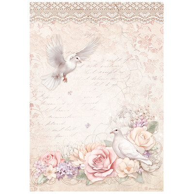 A4 Rice Paper, Romance Forever - Doves