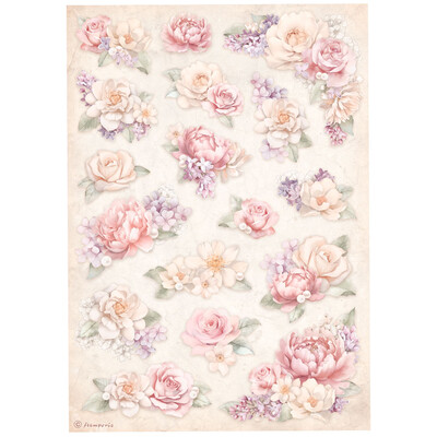 A4 Rice Paper, Romance Forever - Floral Background