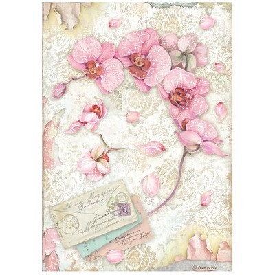 A4 Rice Paper, Orchids and Cats - Pink Orchid