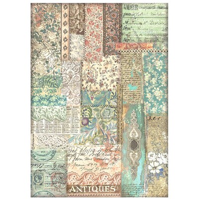 A4 Rice Paper, Brocante Antiques - Fabric Patchwork