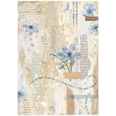 A4 Rice Paper, Create Happiness Secret Diary - Blue Flower