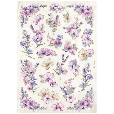 A4 Rice Paper, Lavender - Flower Pattern