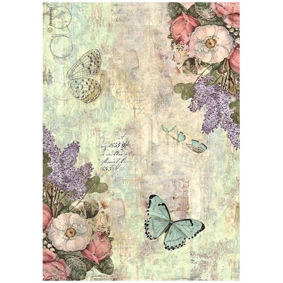 A4 Rice Paper, Wonderland - Flowers and Butterflies