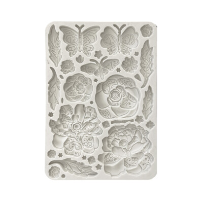 A5 Silicone Mould, Old Lace - Butterfly and Flowers