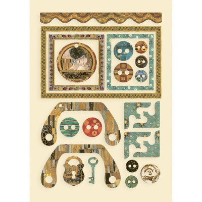 A5 Colored Wooden Shapes, Klimt - Frames and Buttons
