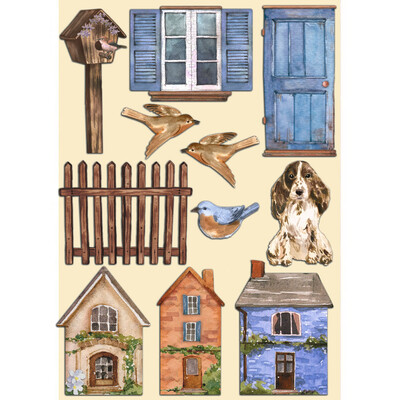 A5 Colored Wooden Shapes, Create Happiness Welcome Home - Houses