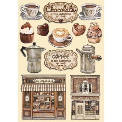 A5 Colored Wooden Shapes, Coffee and Chocolate