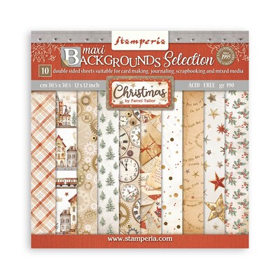 30.5X30.5cm (12"X12") Paper Pad, Maxi Background Selection - Gear Up For Christmas