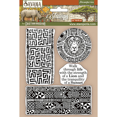 HD Natural Rubber Stamp, Savana - Etnical Borders