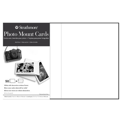 Photo Mount Cards, 5" x 6.875" - White Decorative Emboss (50pk)