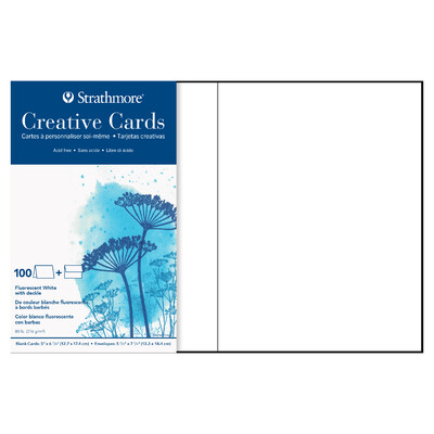 Creative Cards, 5" x 6.875" - Fluo. White w/Deckle (100pk)
