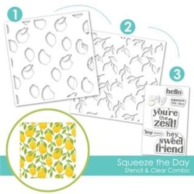 Stencil and Clear Stamp Combo, Squeeze the Day