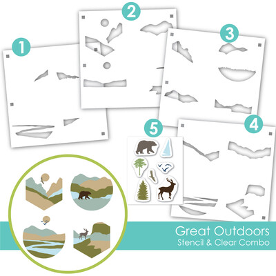 Layering Stencil & Clear Stamp Combo, Great Outdoors