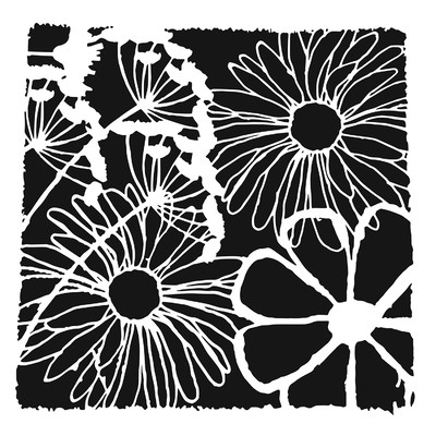 6X6 Stencil, Framed Flowers