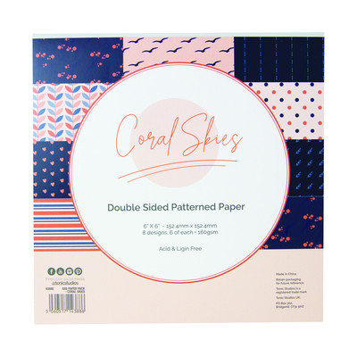 Craft Perfect 6X6 Mixed Cardstock Pack, Coral Skies