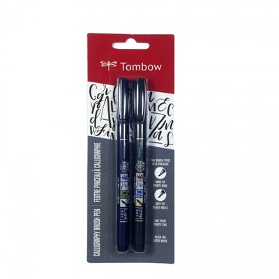 Fudenosuke Brush Pen, Hard & Soft Tip, Black (2pk)