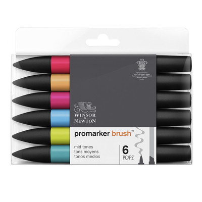 Promarker Brush Set, Mid Tones (6pc)