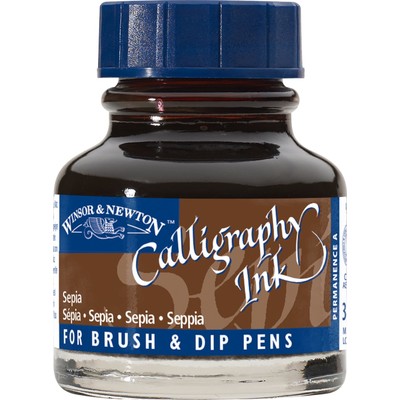 Calligraphy Ink 30ml Bottle, Sepia